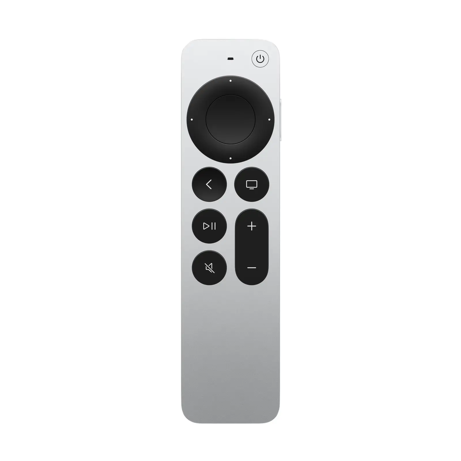 A Siri Remote shown whole on a plain white background.