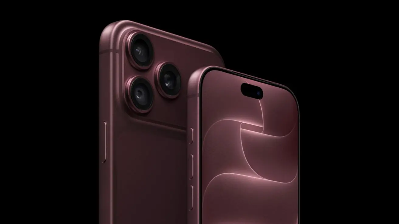 An iPhone 18 Pro seen from the back with its three-lens camera, next to a second phone showing its screen, in an Apple press image.