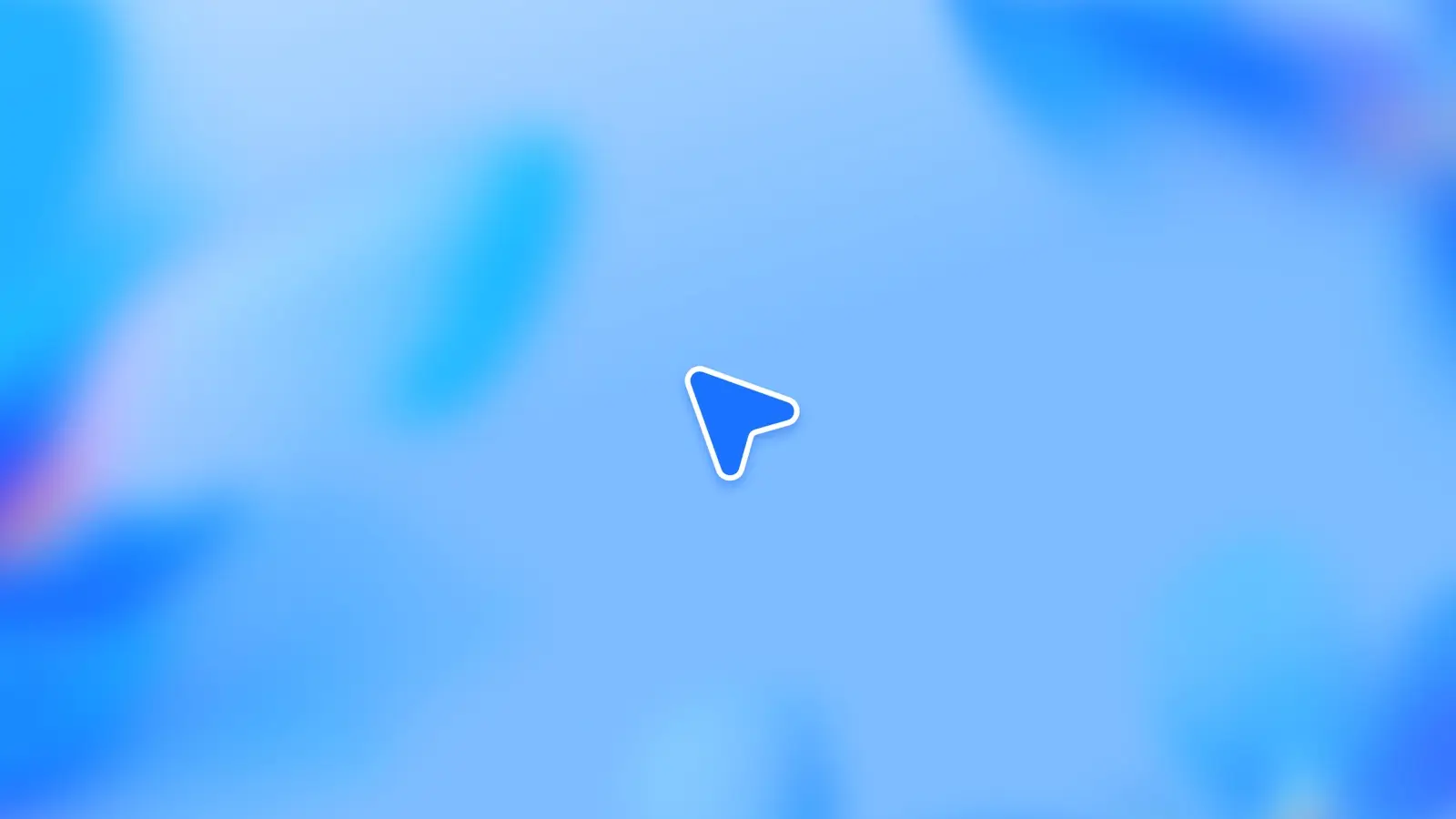 A blue arrow cursor in the center of a soft blue gradient background.
