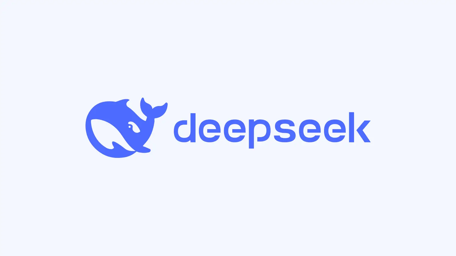 The DeepSeek whale logo and wordmark in blue on a pale blue background.