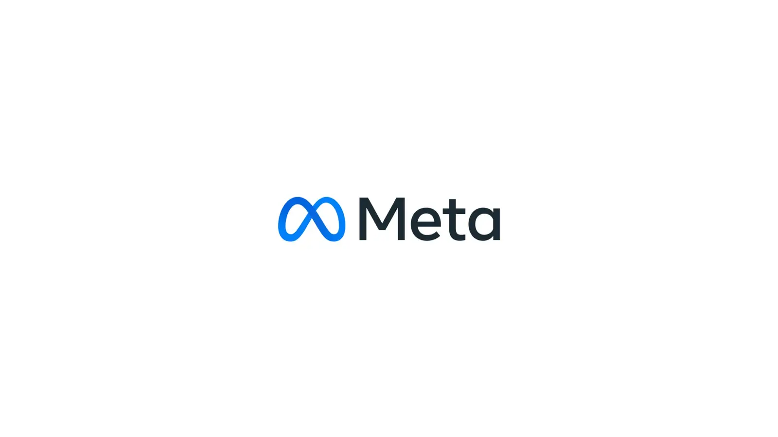 The Meta logo, a blue infinity-loop symbol and the word Meta, centered on a white background.