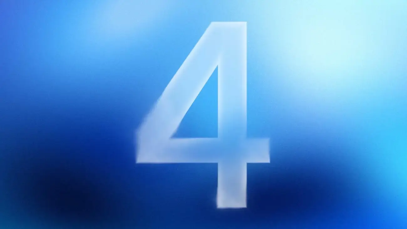A large blue number 4 on a blurred blue background, the header image of Google's Gemini 4 Argon announcement.