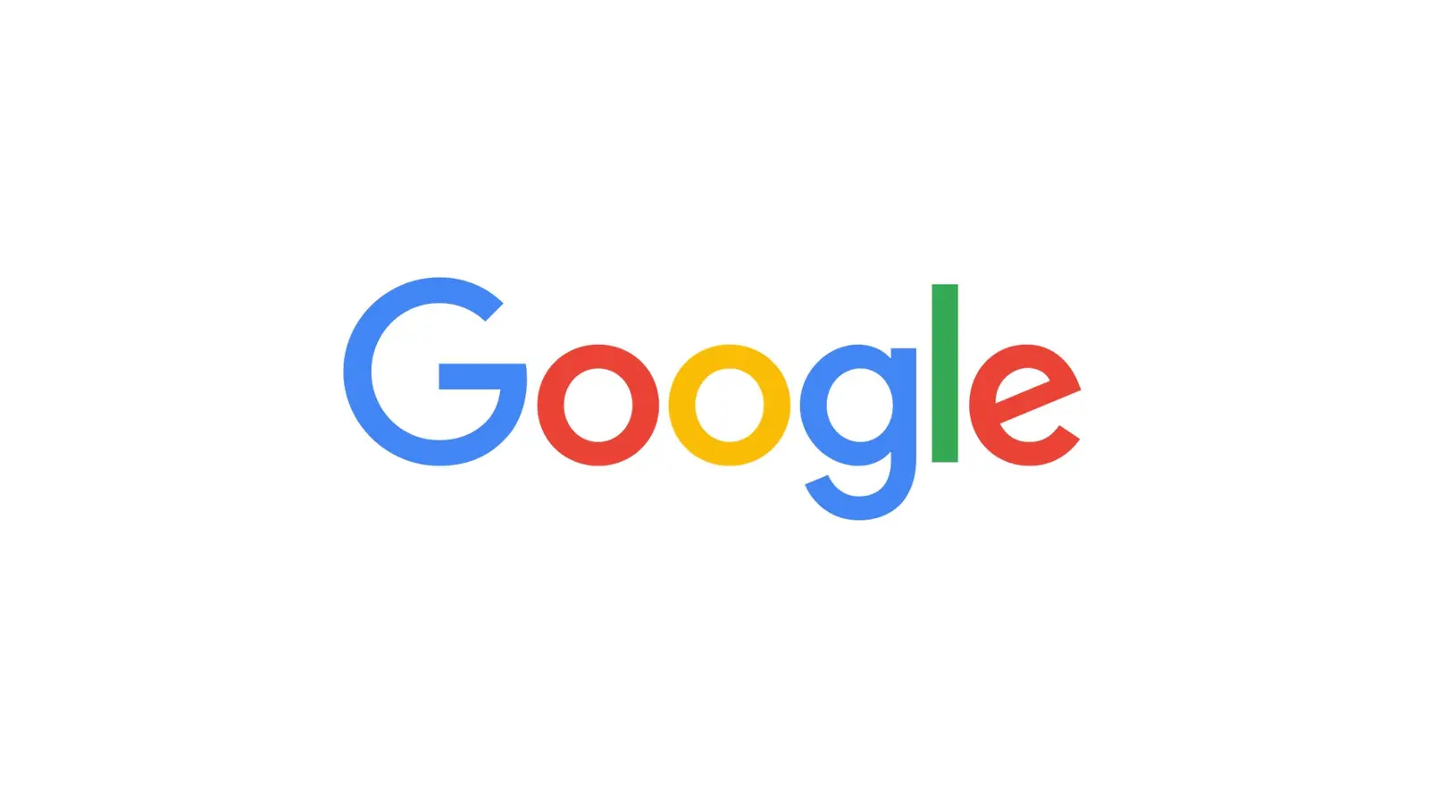 The Google wordmark in its four colors, centered on a white background.