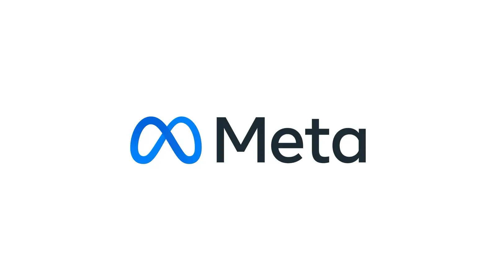 The Meta logo, a blue infinity-loop symbol and the word Meta, centered on a white background.
