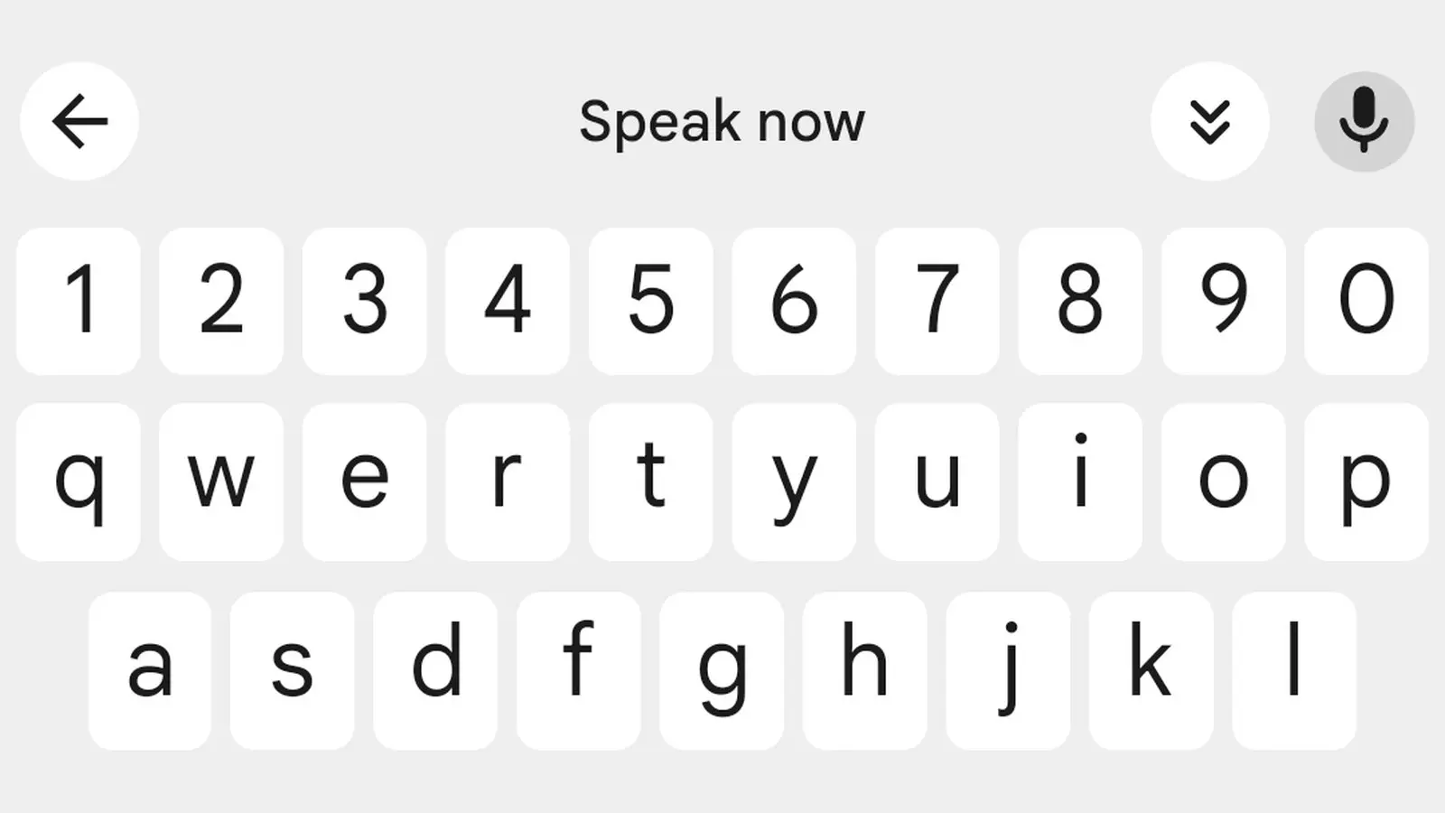 Gboard on an Android phone with voice typing listening, showing the Speak now prompt above the keyboard.