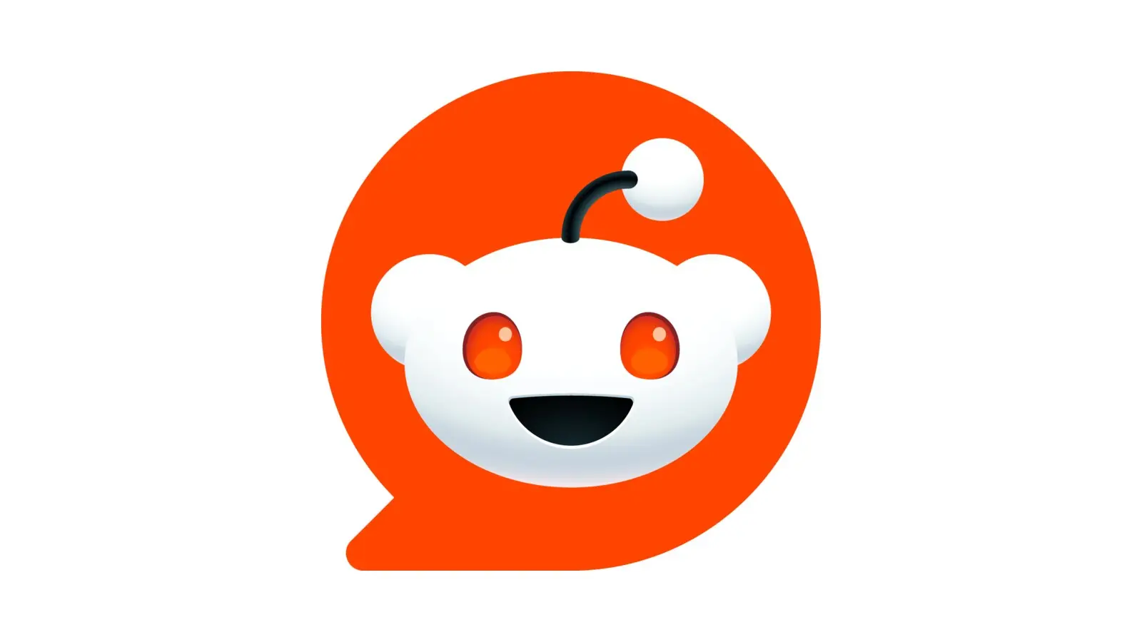The orange Reddit logo, a speech bubble holding the white Snoo mascot's smiling face, centered on a white background.