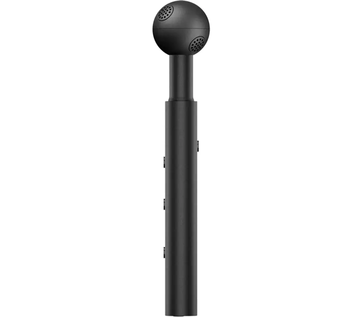 Sony ECM-AX10 microphone on a white background: a spherical module with four openings atop a slim black body.